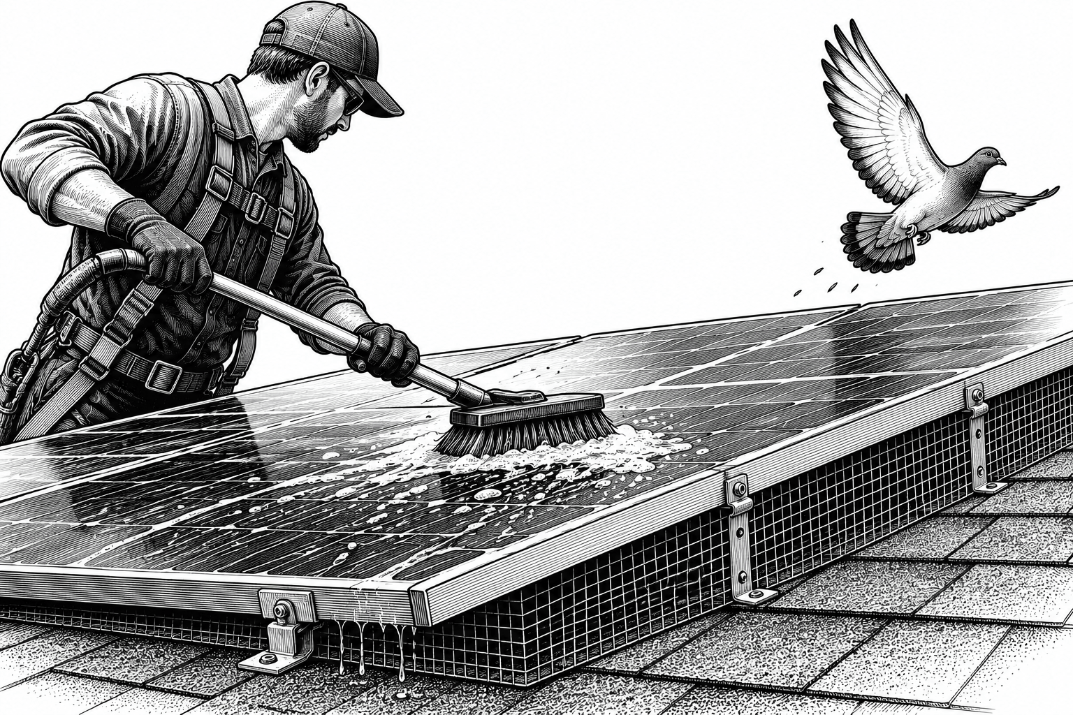 wcpc solar panel bird exclusion cleaning